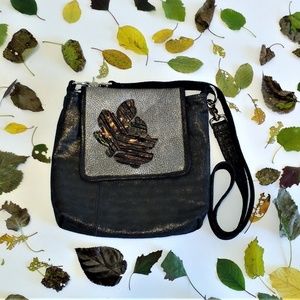 Bamzi Bags fall leaves leather crossbody bag